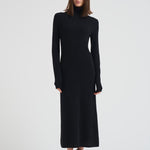 Abito donna lungo con collo alto nero 2025346 BLACK LISA YANG 