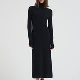 Abito donna lungo con collo alto nero 2025346 BLACK LISA YANG 