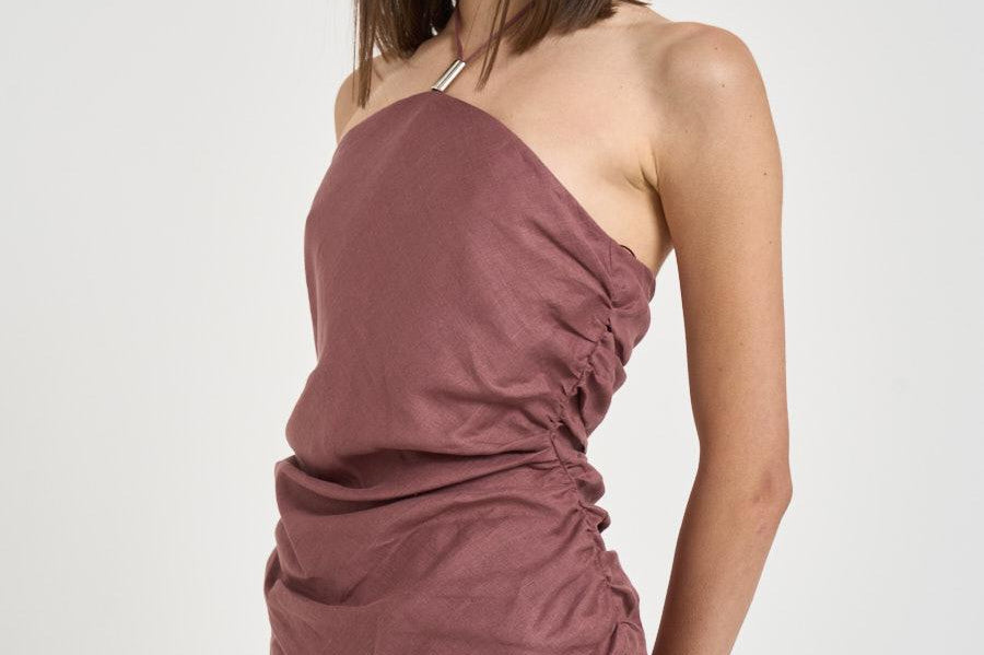 Top donna drappeggiato melanzana S6SN02 H92 SEMICOUTURE 