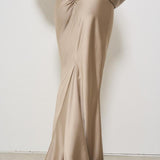 Gonna donna lunga satina beige T170351A GREIGE THE ANDAMANE 