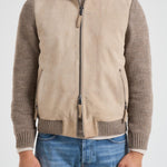 Giubbotto uomo in camoscio e tessuto beige FRANCIS KNIT 505 THE JACK LEATHERS 