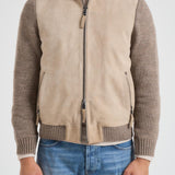 Giubbotto uomo in camoscio e tessuto beige FRANCIS KNIT 505 THE JACK LEATHERS 
