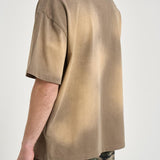T-shirt uomo beige con grafica DAISHOJI FADEDOLIVE DON'T WASTE CULTURE 