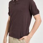 Polo uomo in maglia marrone SLOANCONTRAST 18 MC2 SAINT BARTH 