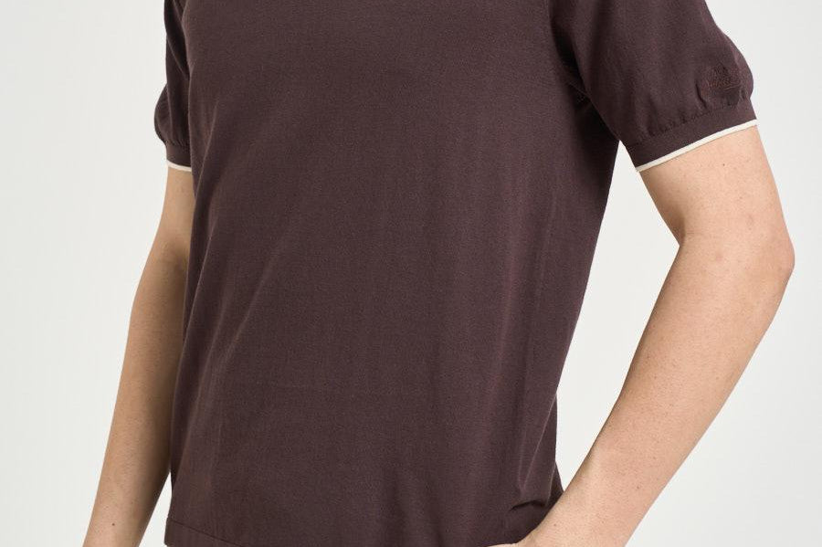 Polo uomo in maglia marrone SLOANCONTRAST 18 MC2 SAINT BARTH 