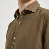 Camicia uomo in lino tortora J66TNP UQ2 ACCADEMIE TESSILI 