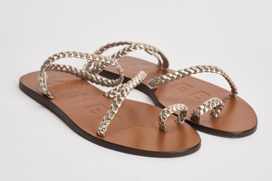 Sandali donna infradito oro intrecciato Q4.4Y0 PLATINUM MANEBI' 