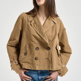 Trench donna corto doppiopetto cammello S1183 191 BAZAR DELUXE 