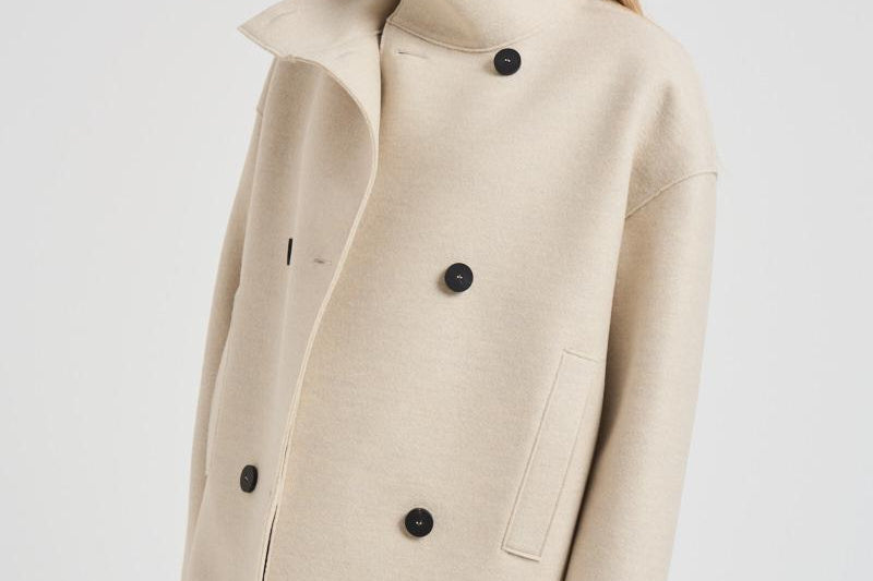 Cappotto donna corto doppiopetto panna AG2484 MLK410 HARRIS WHARF LONDON 