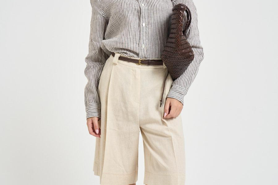 Camicia donna a righe marroni 211A96158 007 RALPH LAUREN 