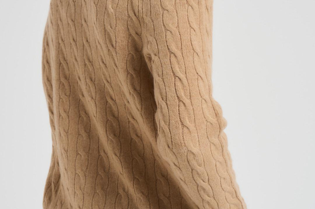 Maglia uomo a treccia cammello 710876762 009 RALPH LAUREN 