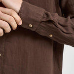 Camicia uomo in lino marrone J66TNP UR6 ACCADEMIE TESSILI 