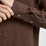 Camicia uomo in lino marrone J66TNP UR6 ACCADEMIE TESSILI 