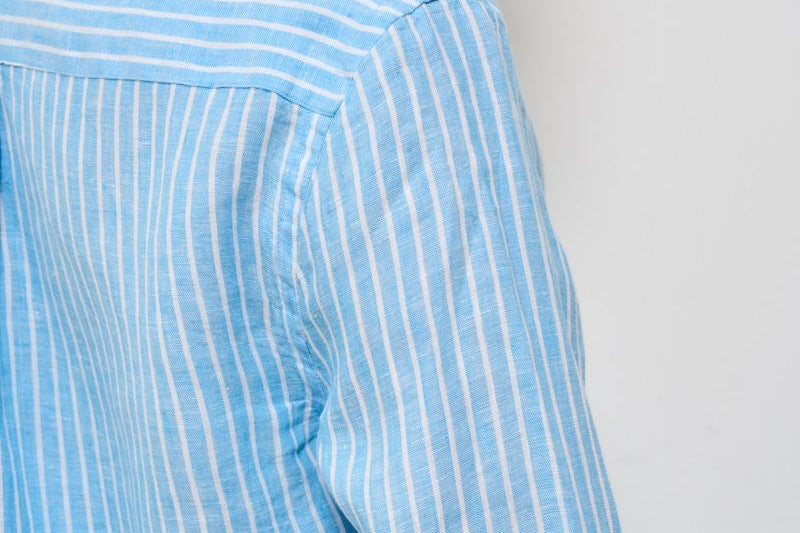 Camicia donna in lino gessata celeste 211970691 004 RALPH LAUREN 
