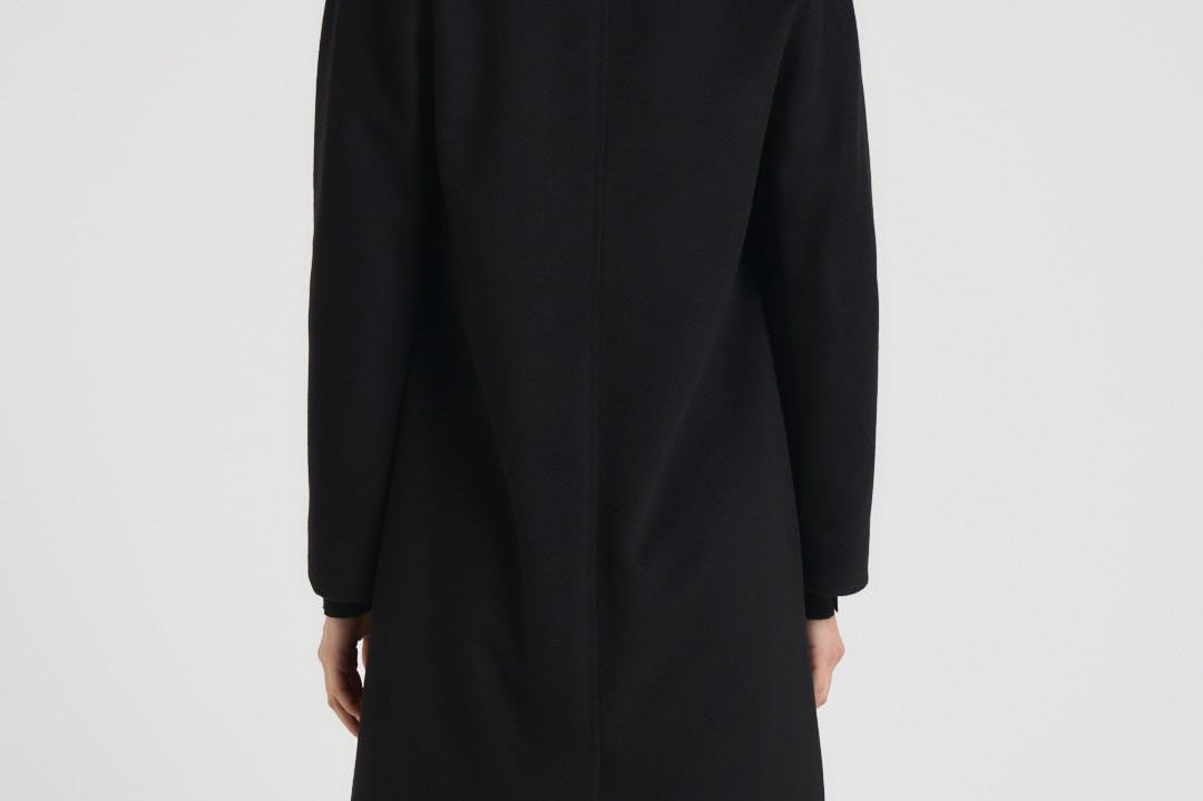 Cappotto lungo donna doppiopetto nero MYRNA DEBORA21 ACCADEMIE TESSILI 