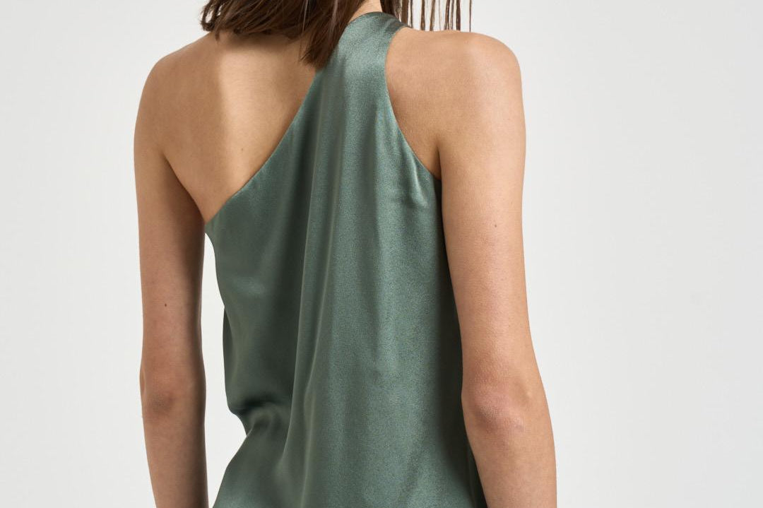 Top monospalla Carmita donna verde salvia Y6SM03 S29 SEMICOUTURE 