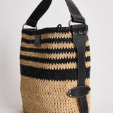 Borsa donna Bayia in rafia beige e nera PP0017FB D1X06MBKNL ISABEL MARANT 