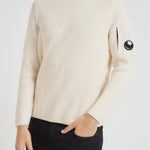 Maglione uomo girocollo a coste lunghe bianco MKN015A 00668A103 CP COMPANY 