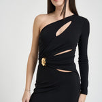 Abito donna lungo cut out nero ABR25 110 ELISABETTA FRANCHI 