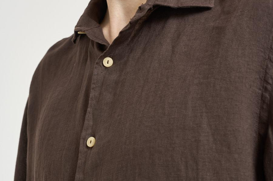 Camicia uomo "Pamplona" in lino marrone LINEN 18H MC2 SAINT BARTH 