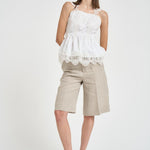 Top donna con ricami bianco W08170581 WHITE MAURIZIO MYKONOS 