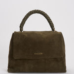 Borsa donna Sveva Peach Media a spalla in suede con tracolla verde BT2006PEO BOSCO ORCIANI 
