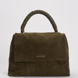 Borsa donna Sveva Peach Media a spalla in suede con tracolla verde BT2006PEO BOSCO ORCIANI 