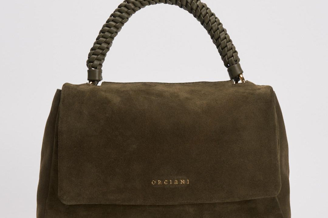 Borsa donna Sveva Peach Media a spalla in suede con tracolla verde BT2006PEO BOSCO ORCIANI 