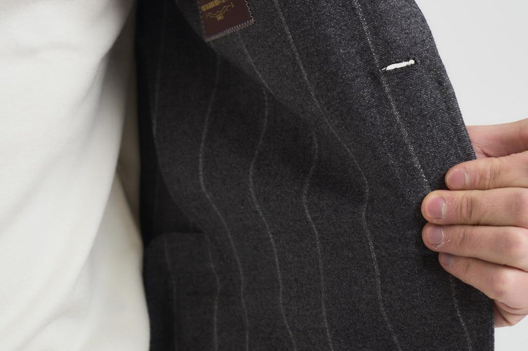 Abito uomo monopetto gessato grigio 2442+8364 535102 LUIGI BIANCHI 