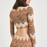 Top donna degradé zig zag marrone SIVIGLIA 01846L MC2 SAINT BARTH 