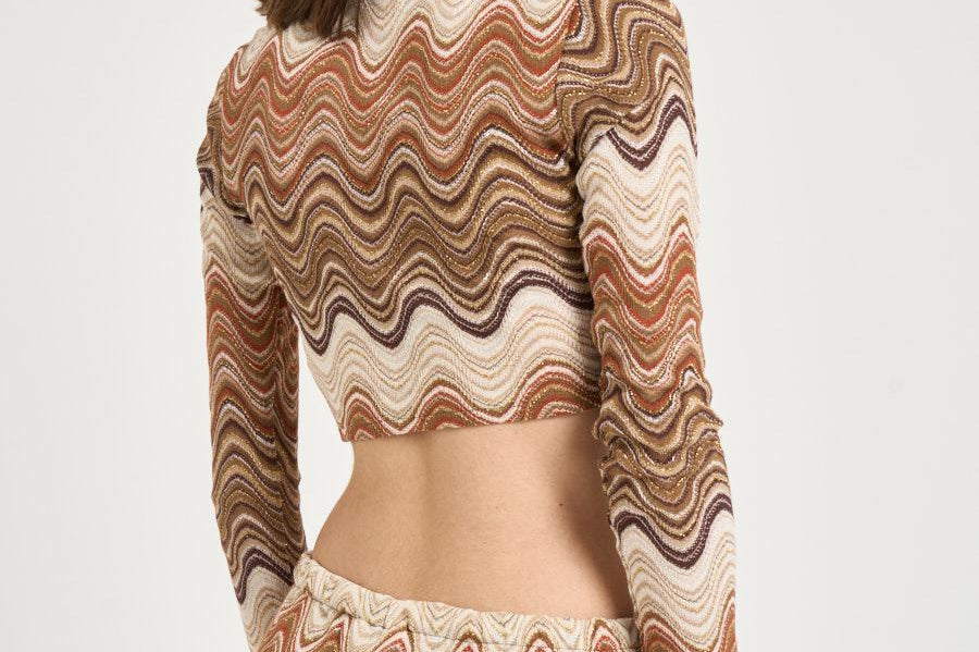 Top donna degradé zig zag marrone SIVIGLIA 01846L MC2 SAINT BARTH 