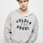 Felpa uomo con cappuccio grigia GUP02170 P00186160583 GOLDEN GOOSE 