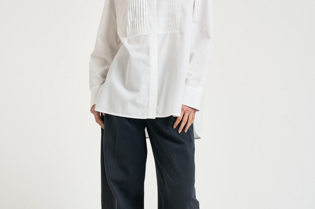 Camicia donna con pieghe bianca GWP02599 P00232310359 GOLDEN GOOSE 