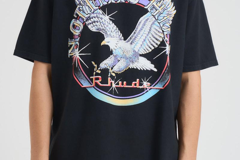 T-shirt uomo girocollo grigia con stampa TT13012 VINTAGEBLACK0027 RHUDE 