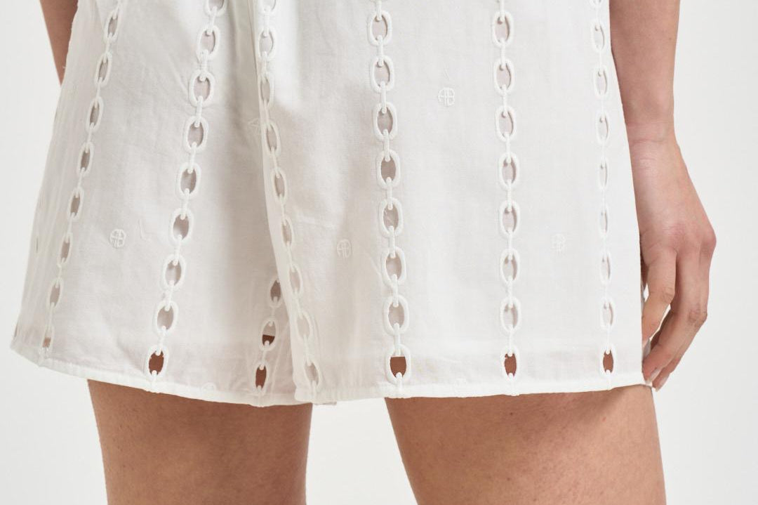 Shorts donna Kam bianco ricamato 12098 WTI26WHITE ANINE BING 