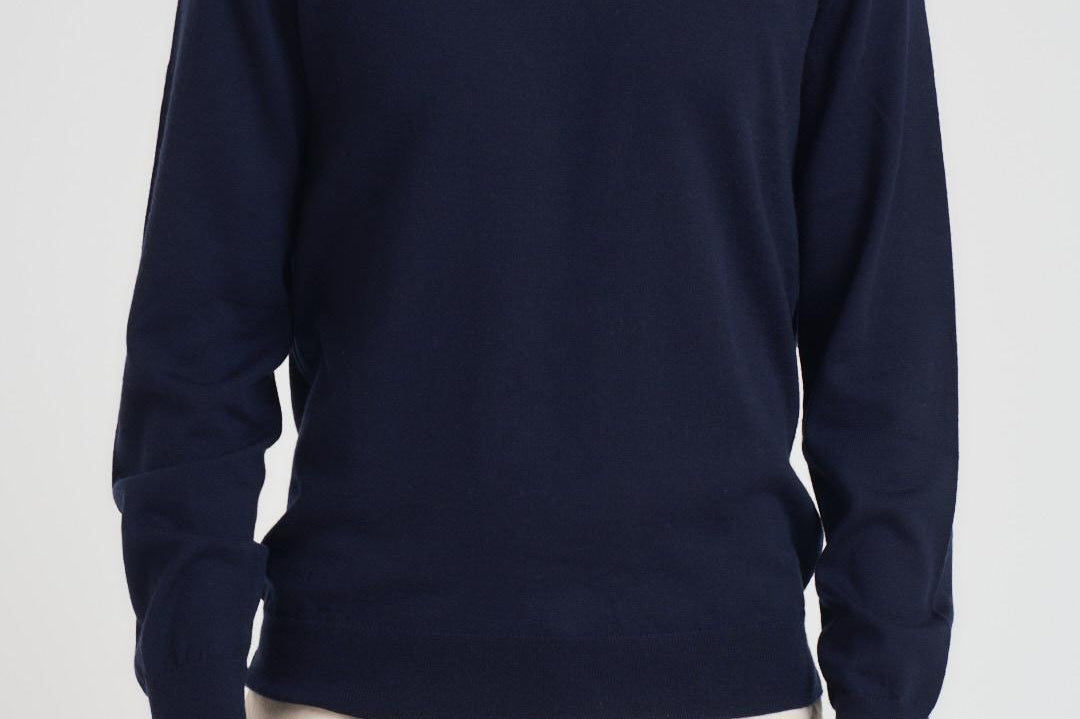 Maglia uomo in lana con colletto polo blu 710941104 001 RALPH LAUREN 