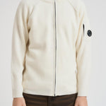 Felpa uomo con cappuccio in lana bianca MKN057A 110149A103 CP COMPANY 