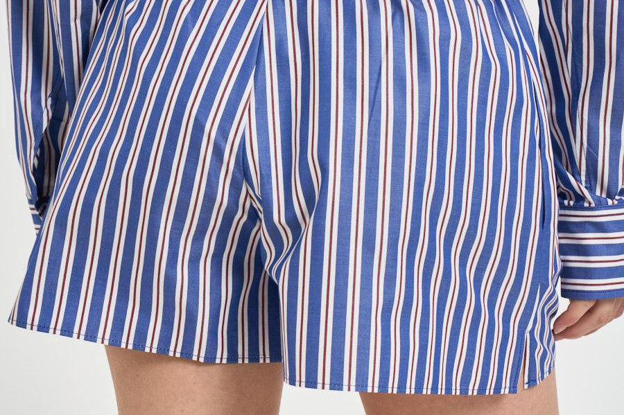 Set camicia e shorts donna over a righe blu TM196419B BLUEROUGENOIR THE ANDAMANE 