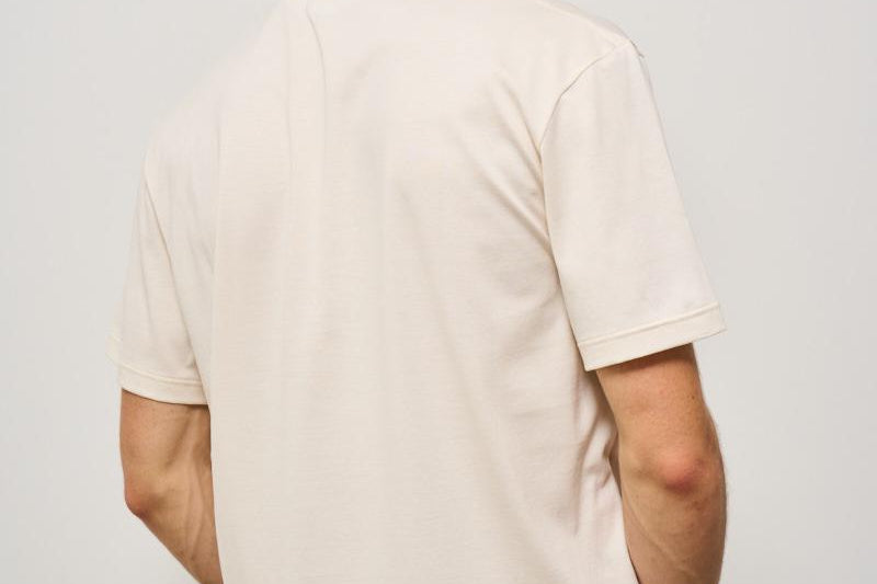T-shirt uomo girocollo ecru con logo TH0027 XFJ LACOSTE 