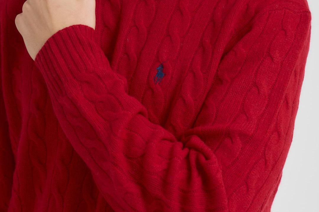 Maglia uomo a trecce rossa 710876762 006 RALPH LAUREN 