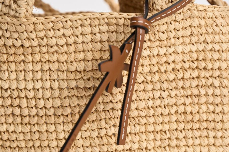 Borsa donna in rafia naturale ecru V8.8EW NATURAL MANEBI' 