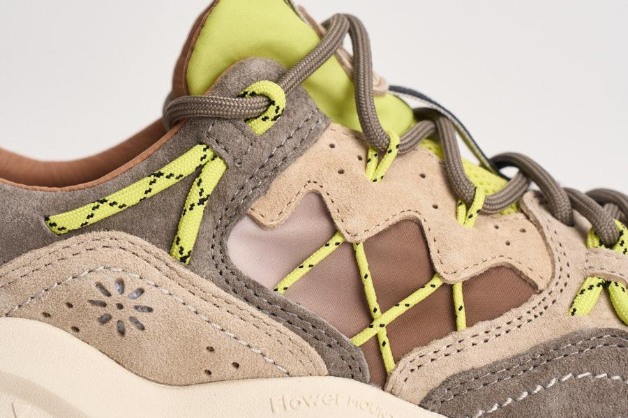 Sneakers uomo Yamabushi beige e lime YAMABUSHIM 1D87LIME FLOWER MOUNTAIN 