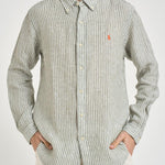 Camicia uomo in lino a righe verde 710B15594 001 RALPH LAUREN 