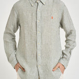 Camicia uomo in lino a righe verde 710B15594 001 RALPH LAUREN 