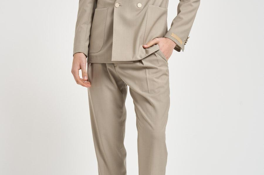 Abito uomo doppiopetto beige GHERIPO 30010843 BRIGLIA 