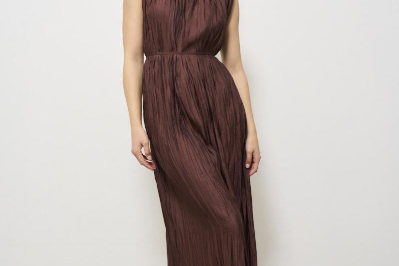 Abito donna lungo plissè bordeaux B57034 B578 ROBERTO COLLINA 