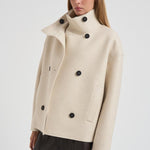 Cappotto donna corto doppiopetto panna AG2484 MLK410 HARRIS WHARF LONDON 