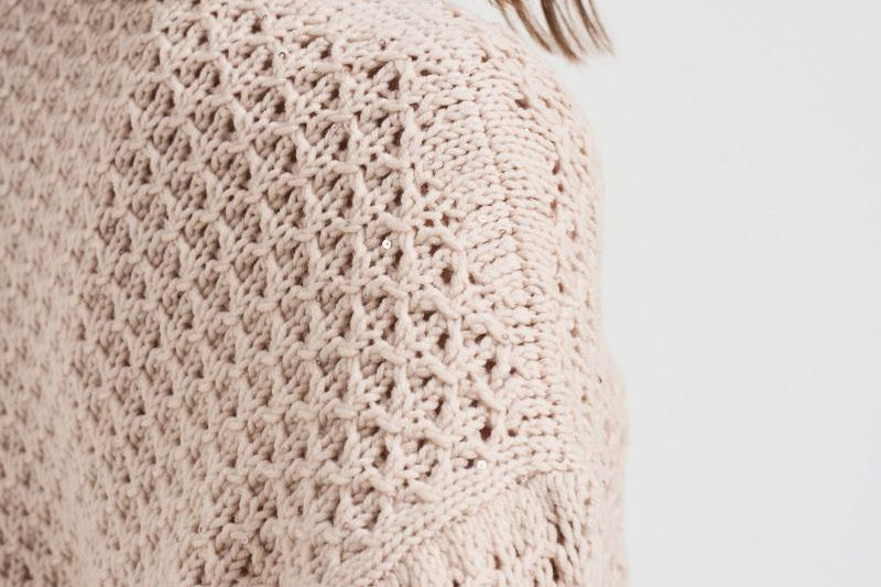 Maglia donna girocollo traforata beige A99314F05 947 PESERICO 