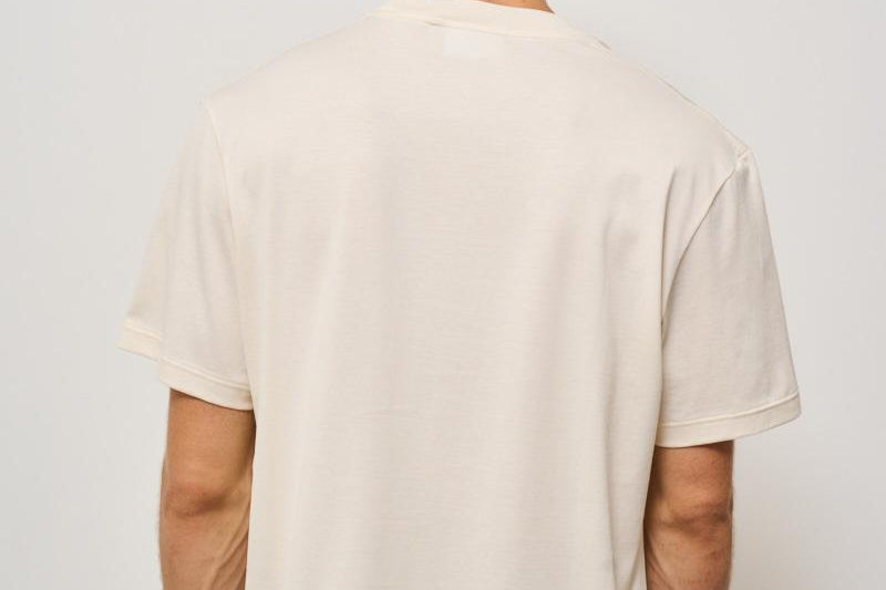 T-shirt uomo girocollo ecru con logo TH0027 XFJ LACOSTE 