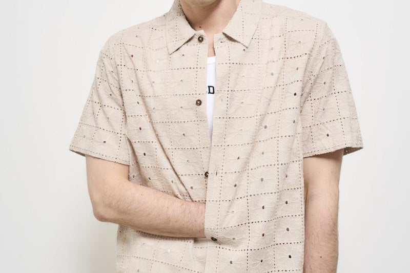 Camicia uomo traforata rosa LDM401099 815815LIGHTSAND LES DEUX 